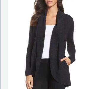 Barefoot Dreams Cozychic Lite charcoal gray open circle cardigan sweater as XS/S